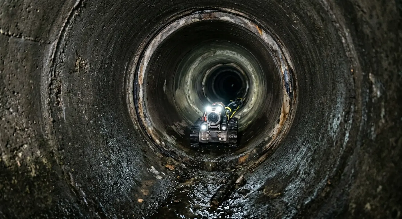 Robotic sewer camera inspecting pipe interior for Drain Snake Service in Archbald